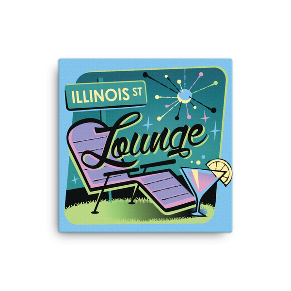 Illinois St. Lounge 16x16" Stretched Canvas Print
